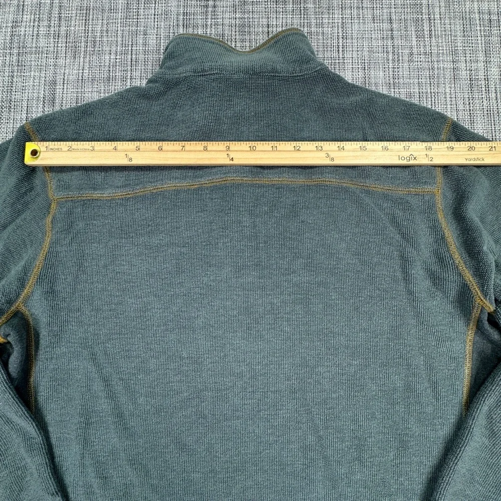 Tommy Bahama Jeans Men's 1/4 Zip Sweater XL Gray Waffle Knit Contrast Stitch